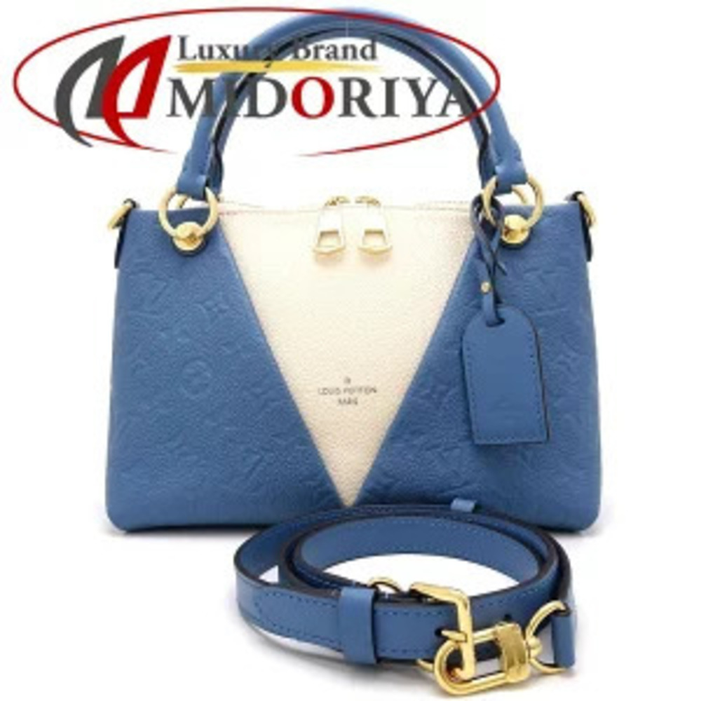 Louis Vuitton V Tote Crossbody Shoulder Bag Monogram Empreinte Blue Jean